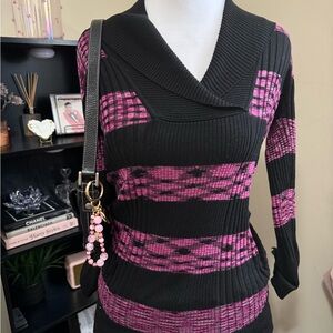 Love By Design Black and Pink Cowl Neck Sweater
